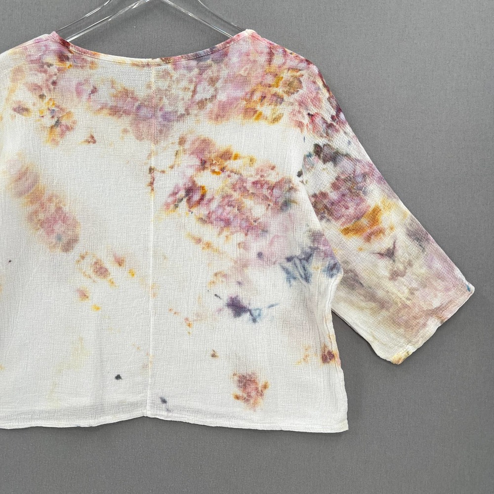 MEO MELI Shirt Womens One Size Hand Dyed Scoop Neck Cotton Linen Gauze Top NWOT - Picture 4 of 11